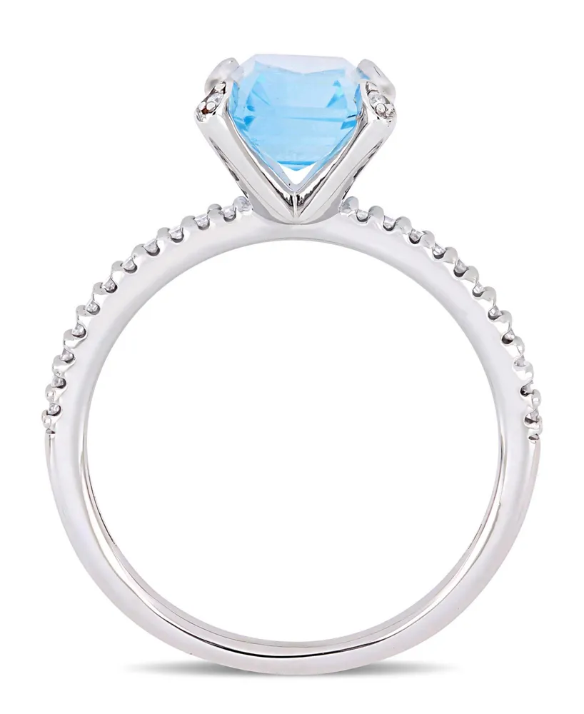 Blue Topaz (-/ ct.t.w.) and Diamond (1/10 Ring 10k White Gold