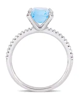 Blue Topaz (-/ ct.t.w.) and Diamond (1/10 Ring 10k White Gold