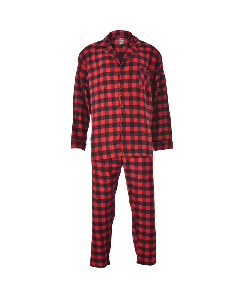 Hanes Men's and Big Men's Cotton Flannel Pajama Set, 2-Piece