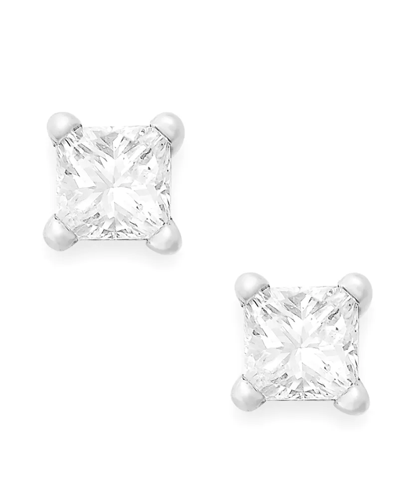 Princess-Cut Diamond Stud Earrings in 10k White or Yellow Gold (1/6 ct. t.w.)