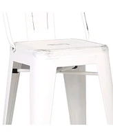 Ac Pacific Industrial Metal Barstools with Bucket Back and 4 Legs, Set of 2