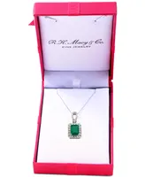 Effy Emerald (2-1/5 ct. t.w.) & Diamond (1/4 ct. t.w.) 18" Pendant Necklace in 14k White Gold (Also Available in 14k Yellow Gold)