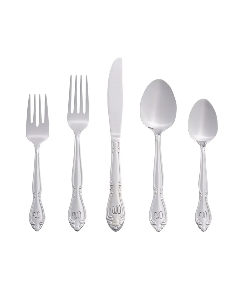 Riverridge Rose 46 Piece Monogrammed Flatware Set - W, Service for 8