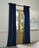 Half Price Drapes Midnight Blue Grommet Signature Velvet Blackout Curtain