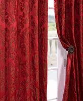 Half Price Drapes Astoria Red & Bronze Damask Faux Silk Jacquard Room Darkening Curtain