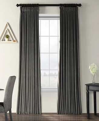 Half Price Drapes Natural Grey Signature Extra Wide Velvet Blackout Curtain