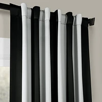 Half Price Drapes Awning Black & Fog White Striped Room Darkening Curtain
