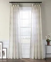 Half Price Drapes Suez Natural Embroidered Striped Patterned Faux Linen Sheer Curtain