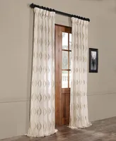 Half Price Drapes Suez Bronze Embroidered Striped Patterned Faux Linen Sheer Curtain