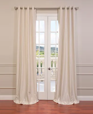 Half Price Drapes Off White Grommet Vintage Textured Faux Dupioni Silk Blackout Curtain