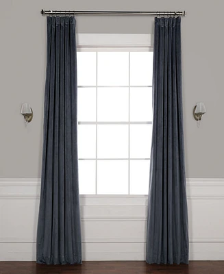 Half Price Drapes Distance Blue Grey Signature Velvet Blackout Curtain