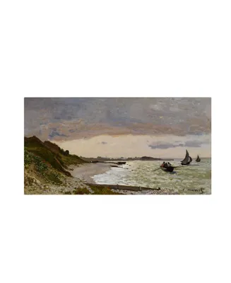 Claude Monet 'The Seashore at Sainte-Adresse' Canvas Art - 19" x 10"