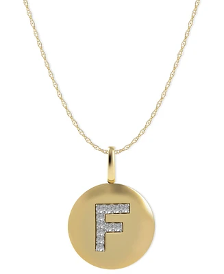14k Yellow, White, or Rose Gold Necklace, Diamond Letter F Disk Pendant (1/10 ct. t.w.)