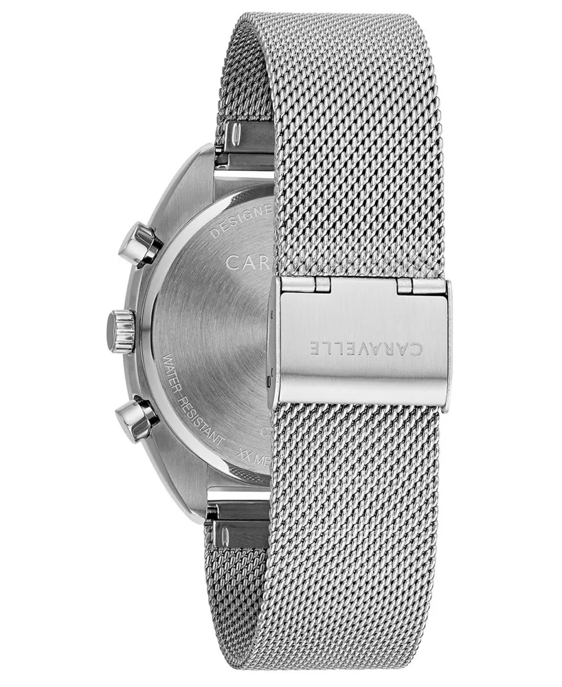 Caravelle Designed by Bulova Men's Chronograph Stainless Steel Mesh Bracelet Watch 40mm Box Set