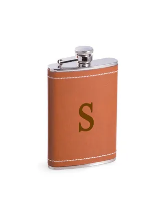 6 Oz. Stainless Steel Saddle Brown Leather Flask