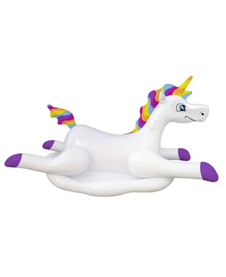 Blue Wave Sports Cloud Rider Rainbow Unicorn Inflatable Ride-On Swimming Pool Float