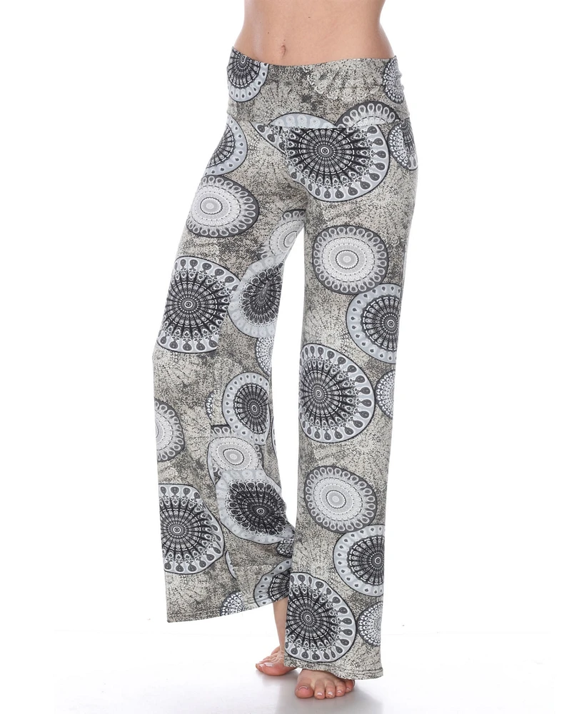 White Mark Circle Print Palazzo Pants