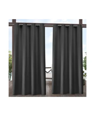 Exclusive Home Delano Heavyweight Textured Indoor/Outdoor Grommet Top Curtain Panel Pair