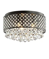 Jonathan Y Evelyn 17" 3-Light Crystal Drops/Metal Led Flush Mount