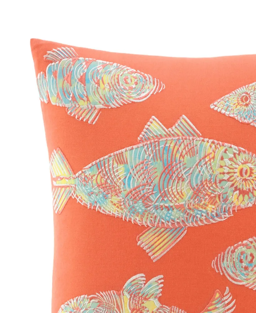 Tommy Bahama Batic Fish Sunset Orange Throw Pillow