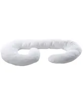 Cheer Collection Hypoallergenic Down Alternative Total Body J Shaped Pillow with Zippered Cover