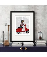 Courtside Market Dachshund On A Moped 16" x 20" Framed and Matted Art