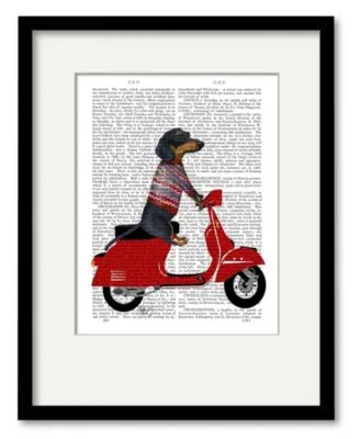 Courtside Market Dachshund On A Moped Framed Matted Art Collection