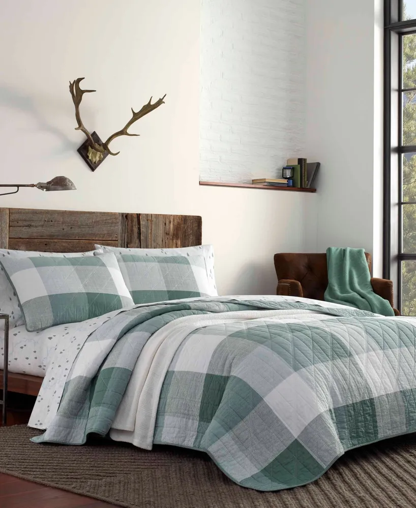 Closeout! Eddie Bauer Boulder Plaid Reversible 2-Piece Twin Quilt Set