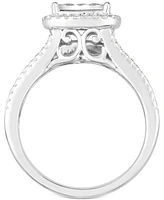 TruMiracle Diamond Princess Shaped Halo Cluster Engagement Ring (1 ct. t.w.) in 10k White Gold