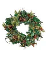 Village Lighting 30" Holiday Wreath with Lights, Magnolia Leaf