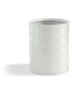 Cassadecor Embossed Wicker Design Porcelain Wastebasket