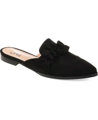 Journee Collection Women's Kessie Ruffle Pointed Toe Slip On Mules