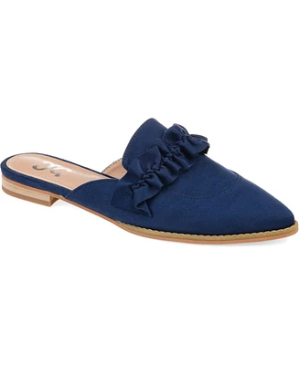 Journee Collection Women's Kessie Ruffle Pointed Toe Slip On Mules
