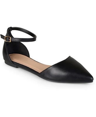 Journee Collection Women's Reba Ankle Strap Pointed Toe Flats