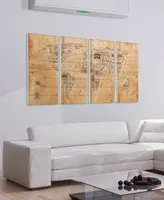 Empire Art Direct 'World Map' 4-Piece Arte De Legno Digital Print on Solid Wood Wall Art Set - 60" x 30"