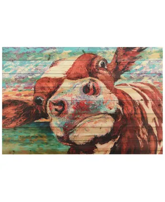 Empire Art Direct 'Curious Cow 3' Arte De Legno Digital Print on Solid Wood Wall Art - 30" x 45"