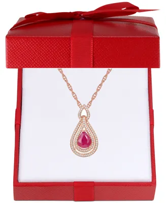 Sapphire (1-1/4 ct. t.w.) & Diamond (1/4 18" Pendant Necklace 14k White Gold (Also available Tanzanite, Emerald and Ruby)