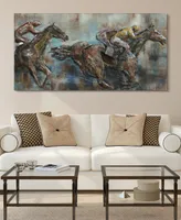 Empire Art Direct 'Race Day' Mixed Media Iron Hand Painted Dimensional Wall Sculpture - 60" x 30"