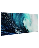 Empire Art Direct 'Blue Wave 2' Frameless Free Floating Tempered Glass Panel Graphic Wall Art - 24" x 63''