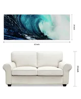 Empire Art Direct 'Blue Wave 2' Frameless Free Floating Tempered Glass Panel Graphic Wall Art - 24" x 63''