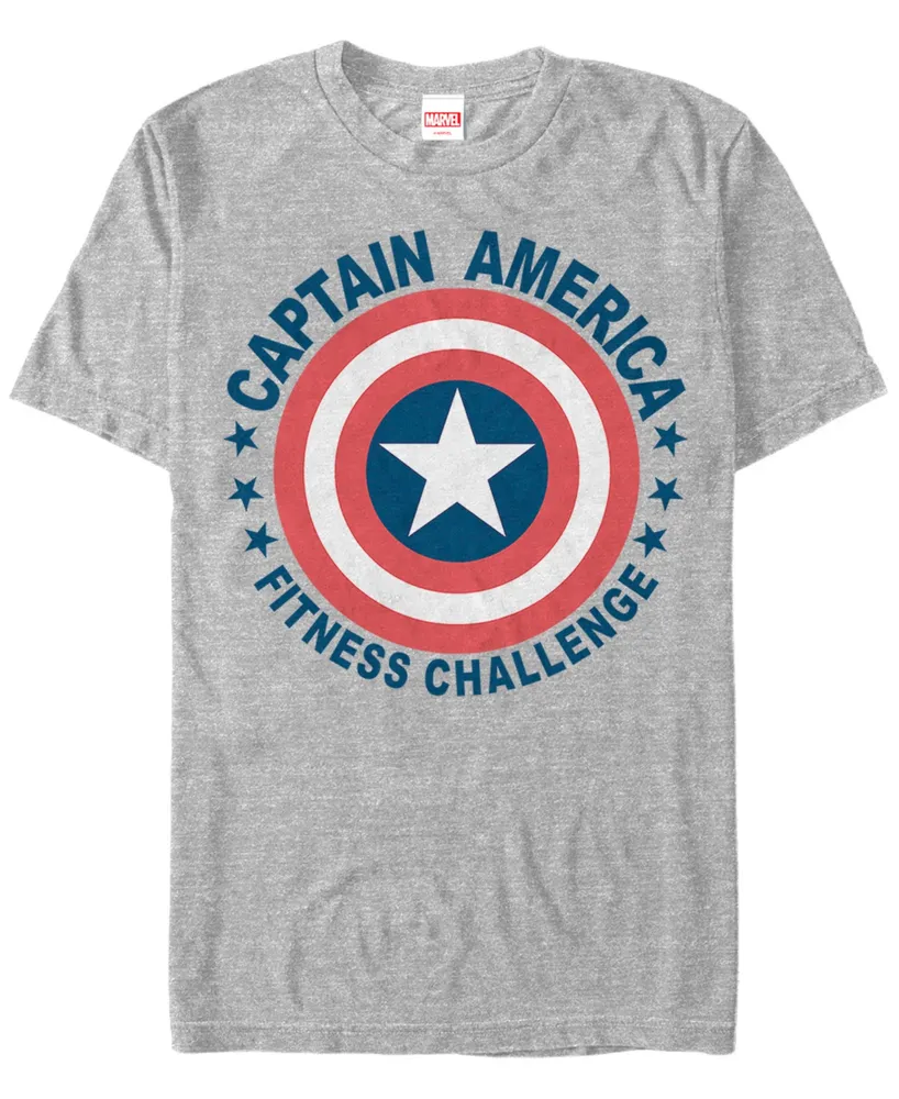 Marvel Men's Comic Collection Captain America Fitness Challenge Short Sleeve T-Shirt
