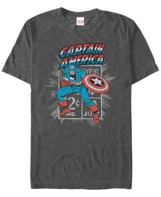Marvel Men's Comic Collection Retro Captain America Stamp Short Sleeve T-Shirt