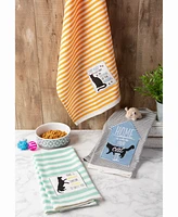 Design Imports Asst Cats Meow Embellished Dishtowel Set of 3