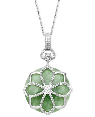 Dyed Jade Flower Pendant (21 ct. t.w.) Set in Sterling Silver