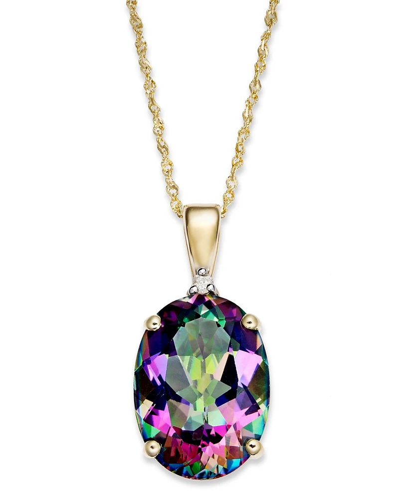 Amethyst (7-1/3 ct. t.w.) and Diamond Accent Oval Pendant Necklace in 14k Gold (Also Available in Blue Topaz & Mystic Topaz)