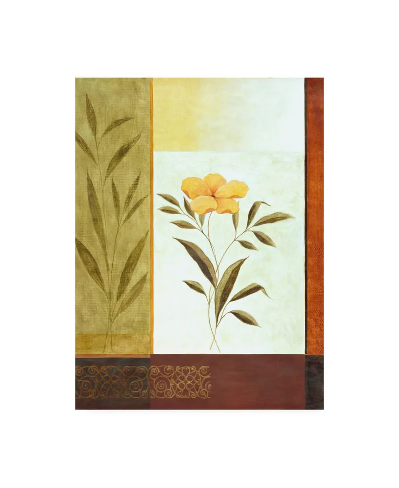 Pablo Esteban Orange Flower Leaves Canvas Art