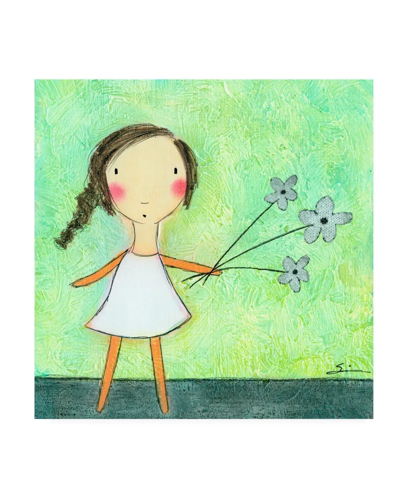 Carla Sonheim Green Flowers Child Canvas Art