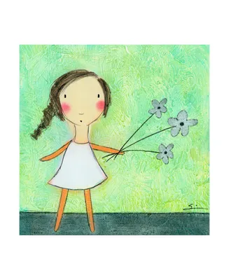 Carla Sonheim Green Flowers Child Canvas Art
