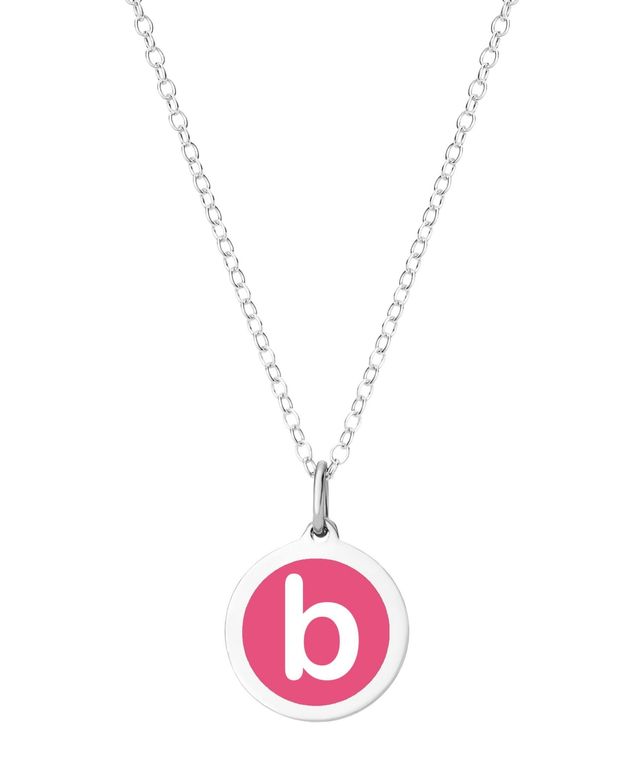 Auburn Jewelry Mini Initial Pendant Necklace Sterling Silver and Hot Pink Enamel, 16" + 2" Extender