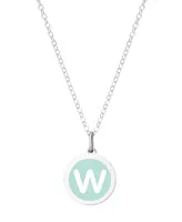 Auburn Jewelry Mini Initial Pendant Necklace Sterling Silver and Mint Enamel, 16" + 2" Extender